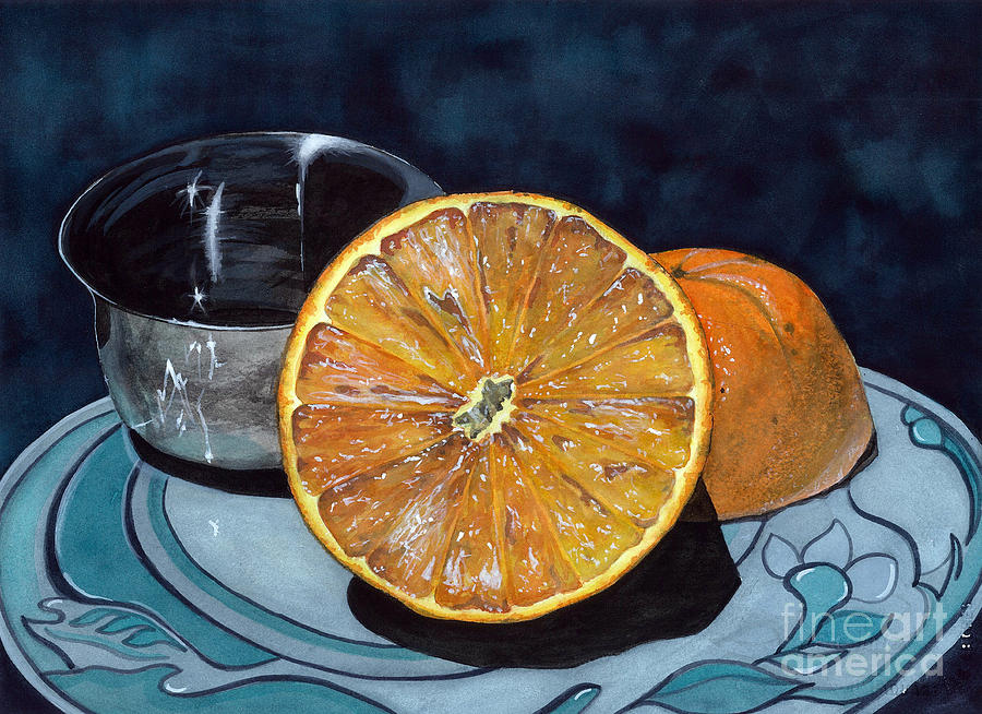 Orange and Silver Painting by Barbara Jewell