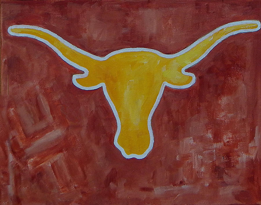 Orange and Yellow Longhorn Painting by Patti Schermerhorn