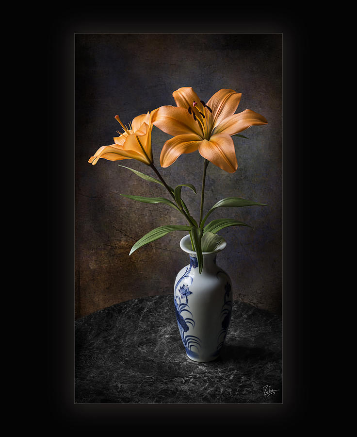Orange Asiatic Lilies in Vase Photograph by Endre Balogh