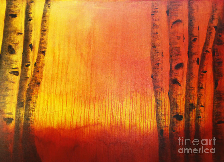 Tree Painting - Orange Aspen by Dana Kern