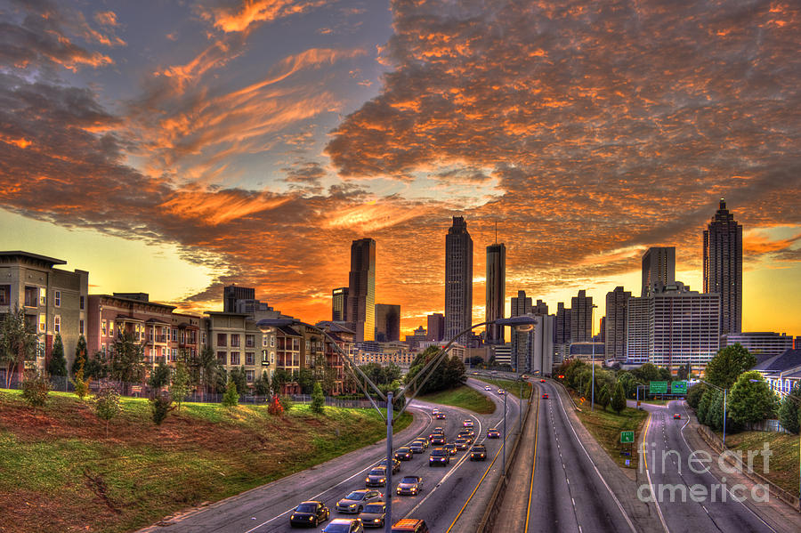 Orange Atlanta Sunset Photograph by Reid Callaway