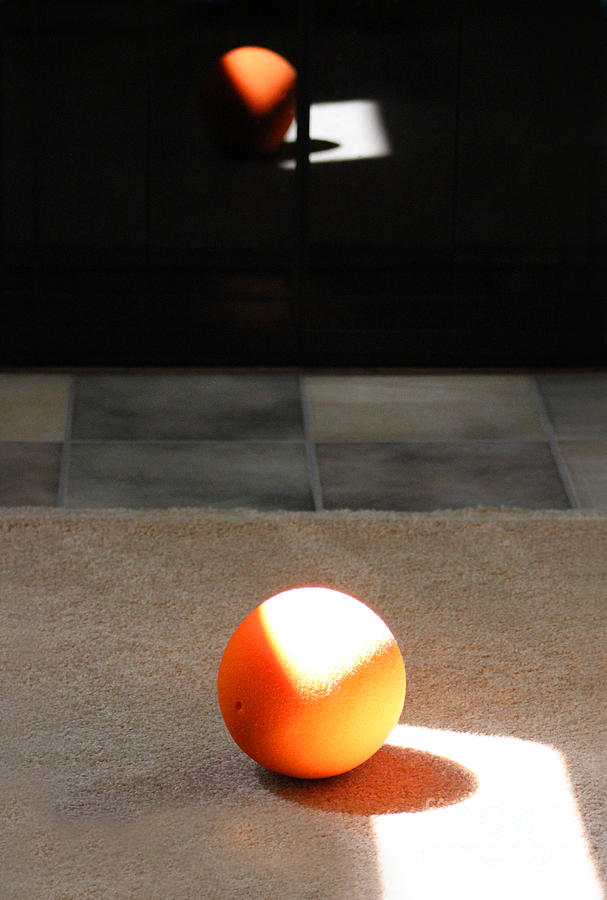 Orange Ball Abstract and Reflection Photograph by Karen Adams
