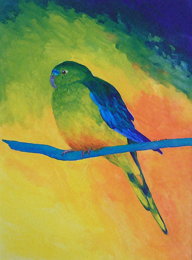 Parrot Painting - Orange-bellied Parrot by Margaret Saheed