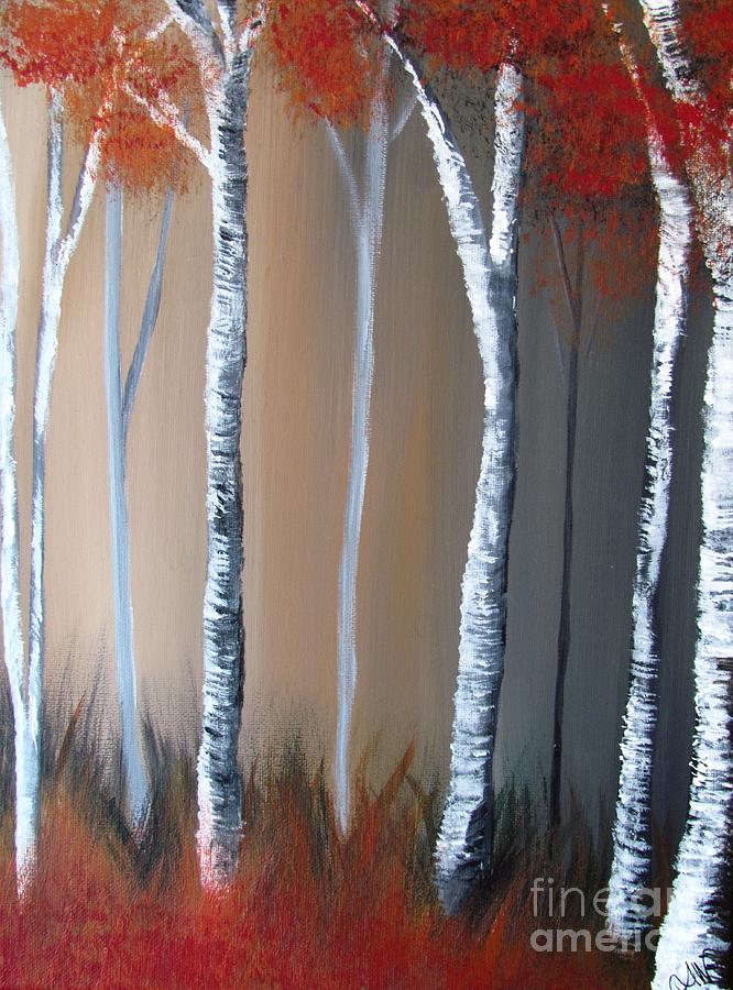 Orange Birch 2 Pc Right Painting by Mandy Joy