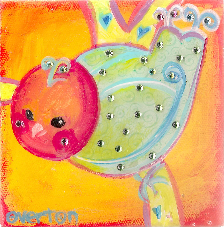 Orange Birdy Painting by Shelley Overton