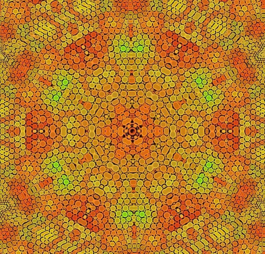 Orange Bubble Mandala Digital Art by Karen Buford