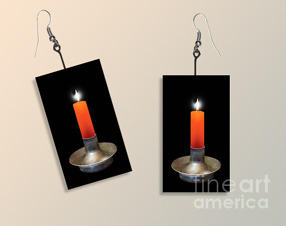 Orange Candle Earrings Digital Art by Melissa A Benson