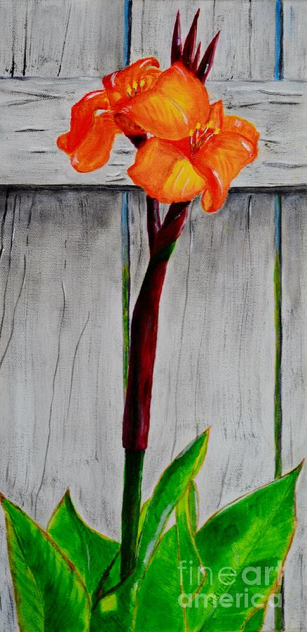 Orange Canna Lily Painting by Melvin Turner