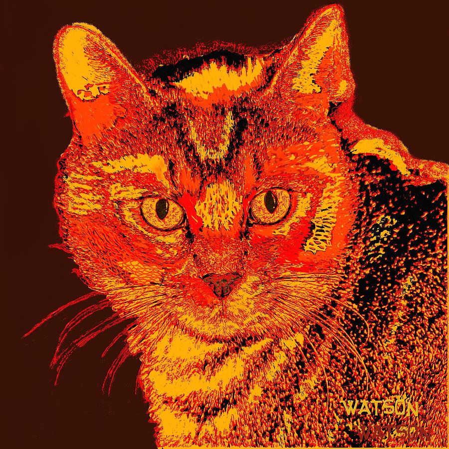 Orange Cat Digital Art by Marlene Watson