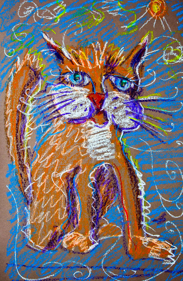Orange Cat Painting by Maxim Komissarchik