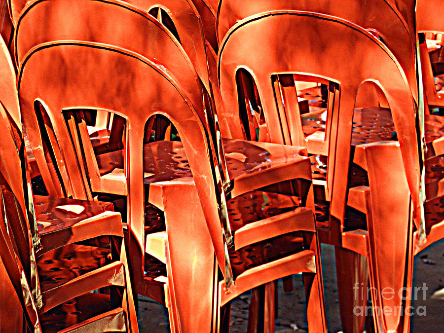 Orange Chairs Digital Art by Valerie Reeves