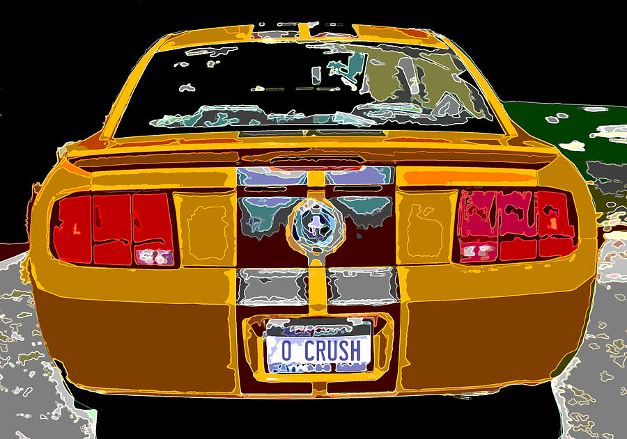 Orange Crush Mustang Rear View Photograph by Samuel Sheats