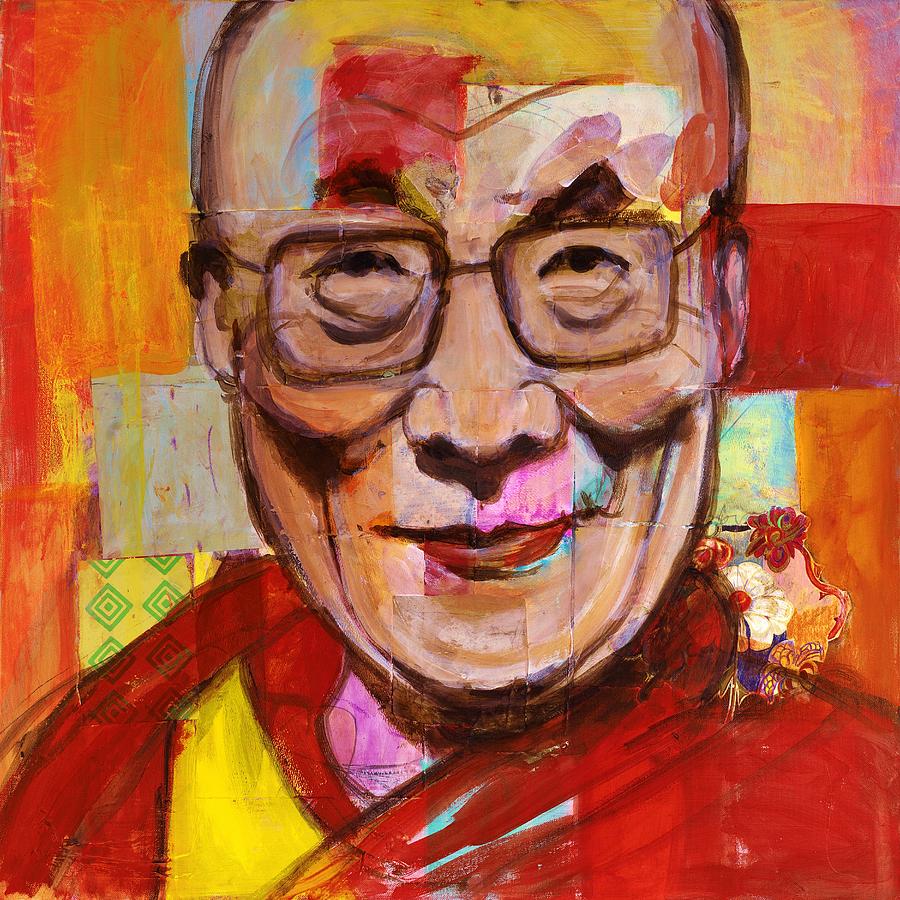 Dalai Lama Painting - Orange Dalai Lama by Melinda Jones
