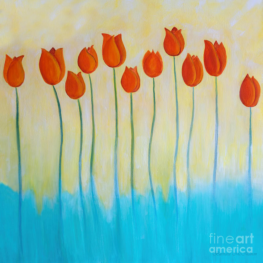Orange Delight in Spring Painting by Barbara McMahon