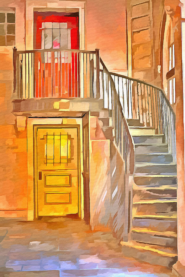 Architecture Painting - Orange Door Yellow Door  by L Wright