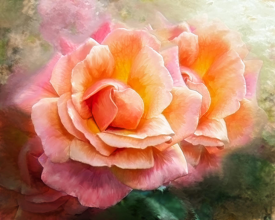 Orange Dream Roses Digital Art by Mary Almond