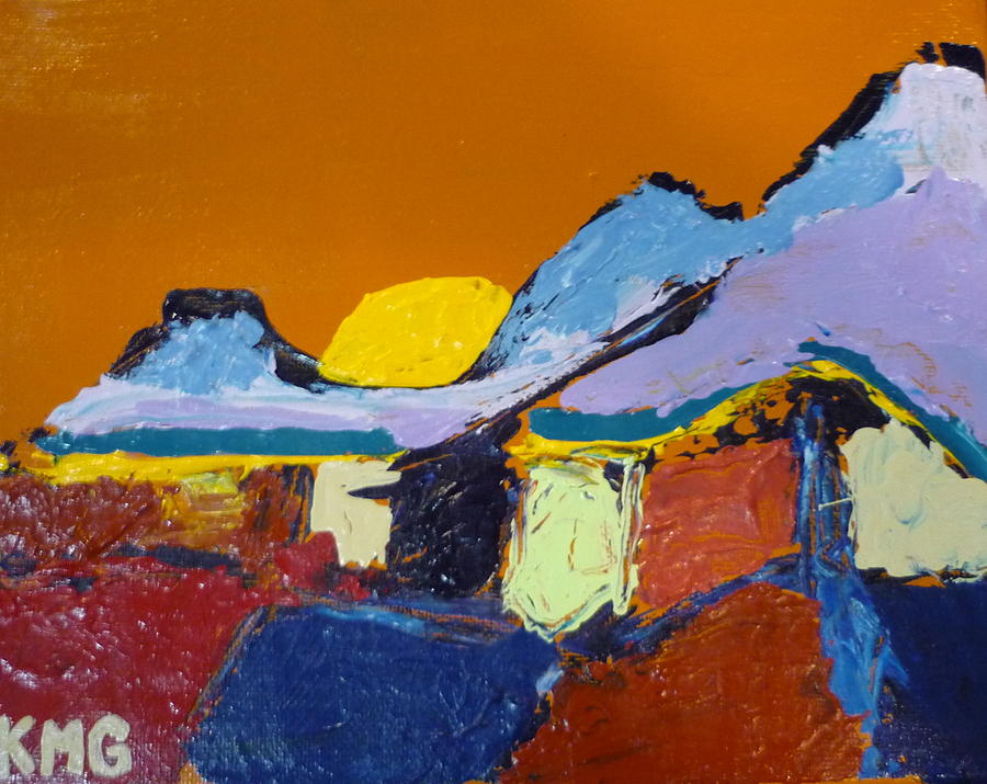 Mountain Painting - Orange Evening by Kim Grantier
