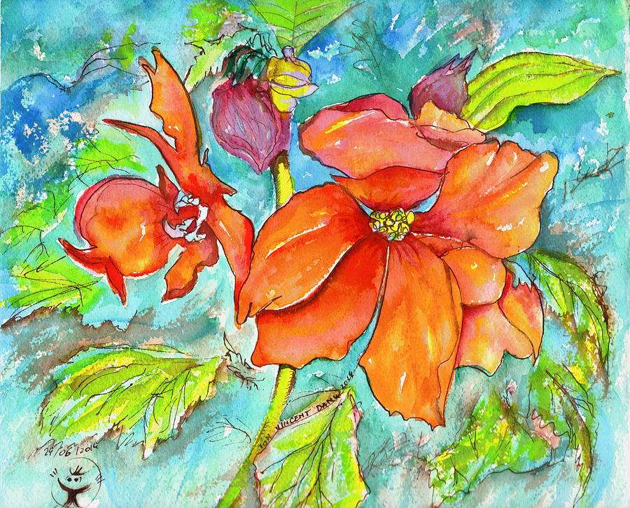 Orange Fire Flower Painting