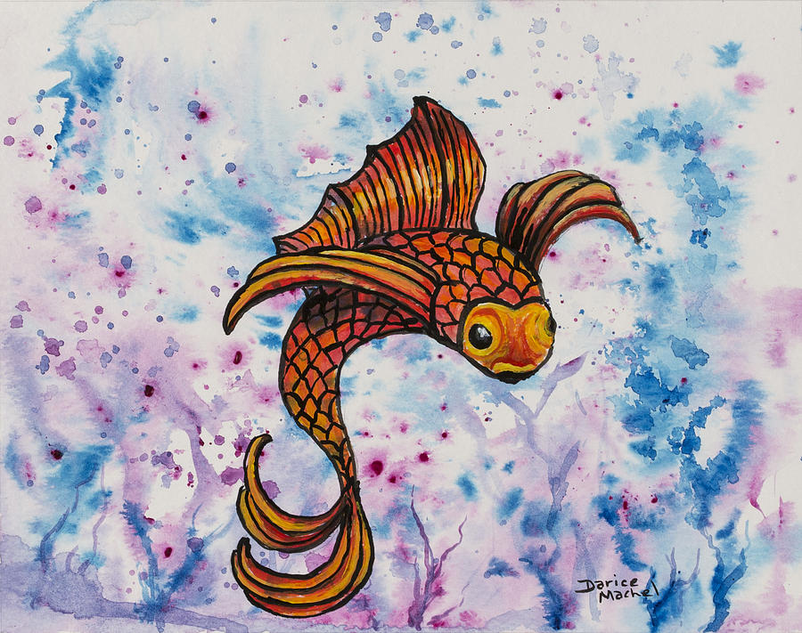 Orange Fish Painting by Darice Machel McGuire