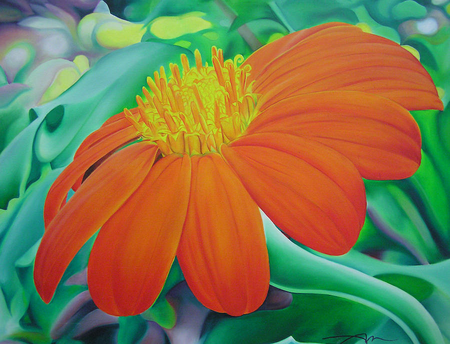 Orange flower Painting by Joshua Morton