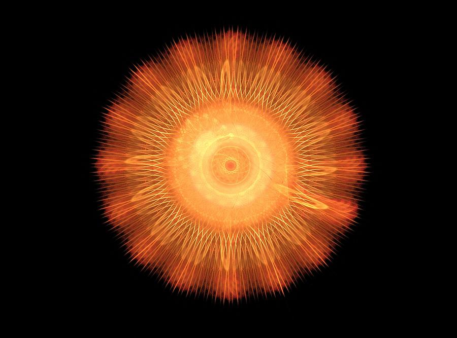 Orange Fractal Sun Painting by Bruce Nutting