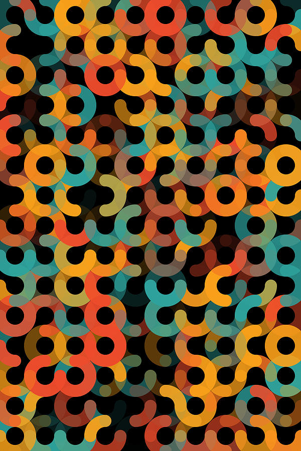 Orange Geometric Circle Vertical Pattern Digital Art by Frank Ramspott