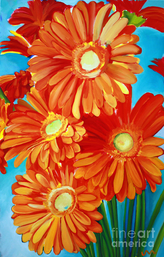 Daisy Painting - Orange Gerber Daisys by Jayne Morgan