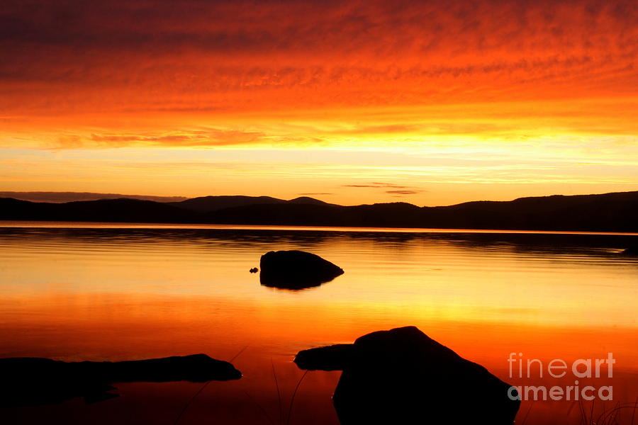 Sunset Photograph - Lake Umbagog Orange Sunset Glow  by Neal Eslinger