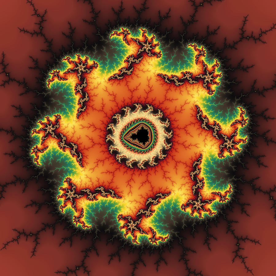 Abstract Digital Art - Orange green and yellow fractal artwork by Matthias Hauser