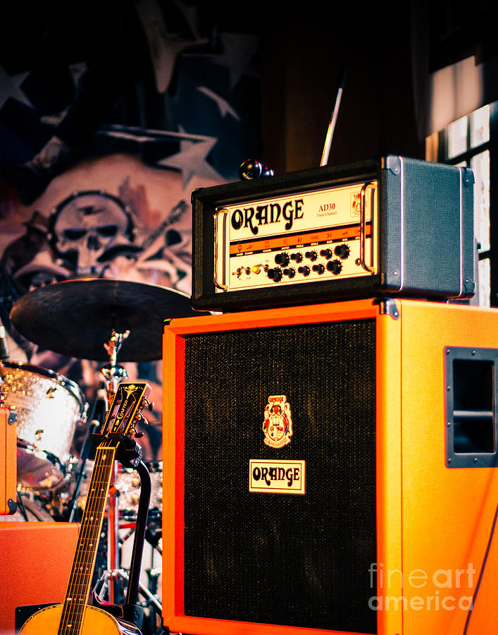 Drum Photograph - Orange Guitar Amps by Sonja Quintero