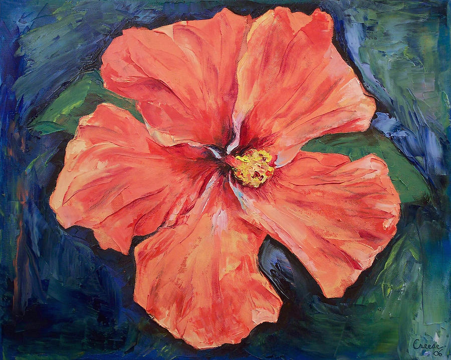 Orange Hibiscus Painting by Michael Creese