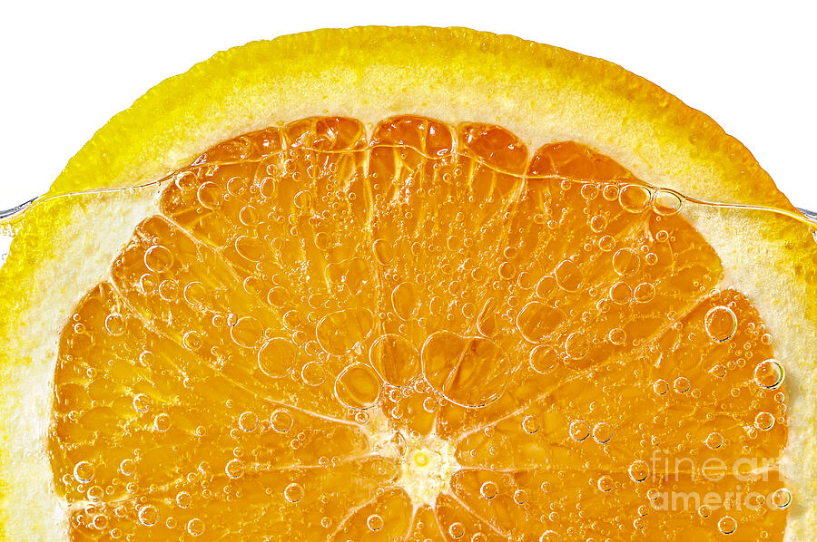 Fruit Photograph - Orange in water by Elena Elisseeva