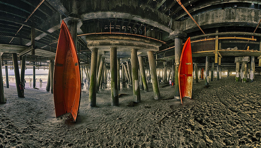 Orange Life Boats Under the Santa Monica Pier Photograph by Scott Campbell