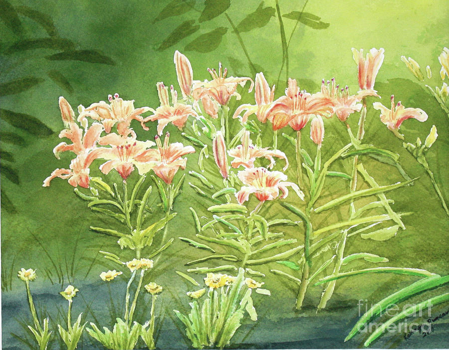 Orange Lillies In Morning Painting by Kathryn Duncan