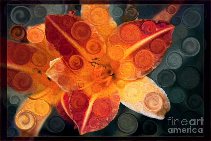 Orange Lily Abstract Explosion of Vibrance Painting by Omaste Witkowski