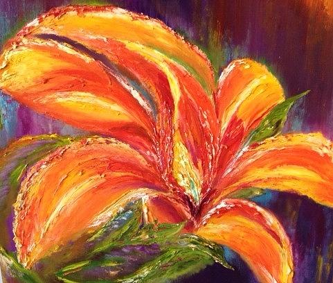 Orange Lily Painting by Linda Denison