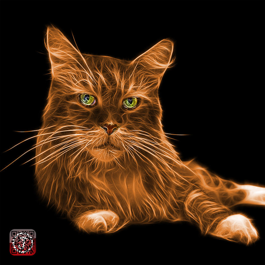 Orange Maine Coon Cat - 3926 - BB Painting by James Ahn