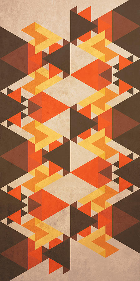 Abstract Digital Art - Orange Maze by Vess DSign