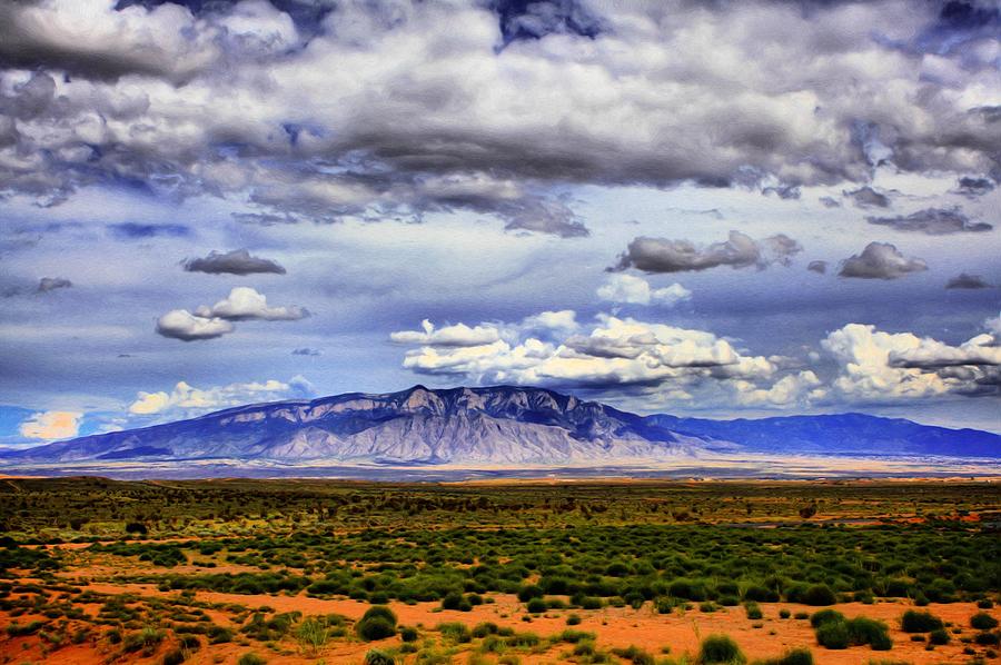 Orange Mesa Mountains and Clouds Digital Art by Jim Buchanan