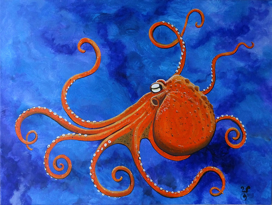 Orange Octopus Painting