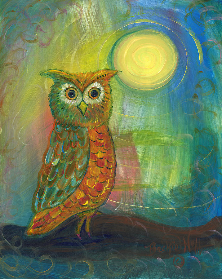 Orange Owl Painting by Beckie J Neff