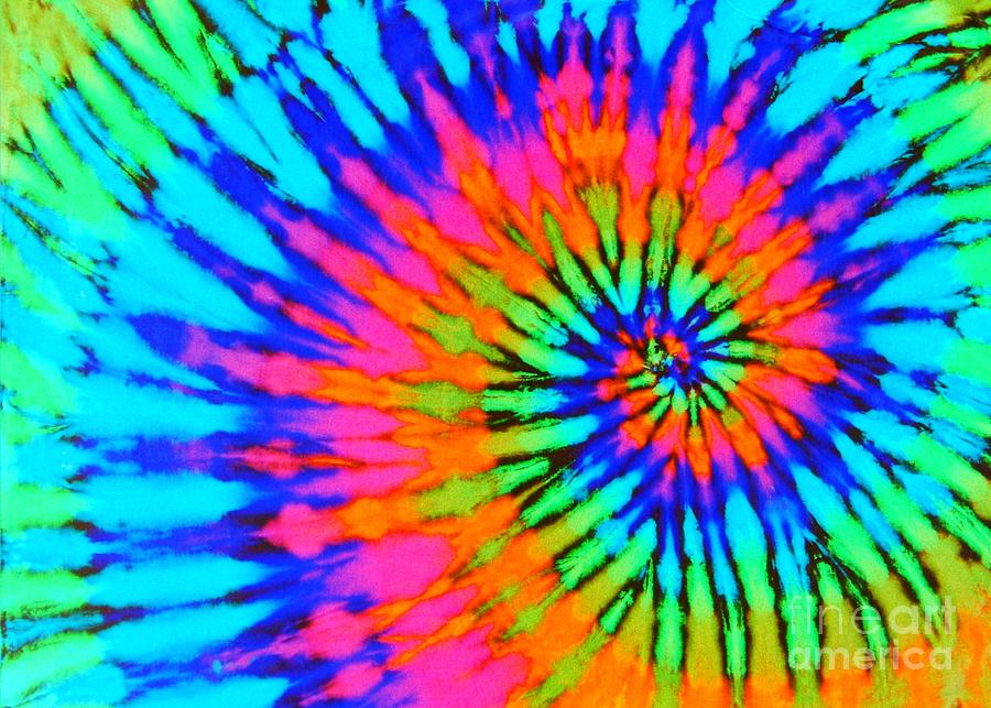 Orange Pink and Blue Tie Dye Spiral Photograph by Catherine Sherman