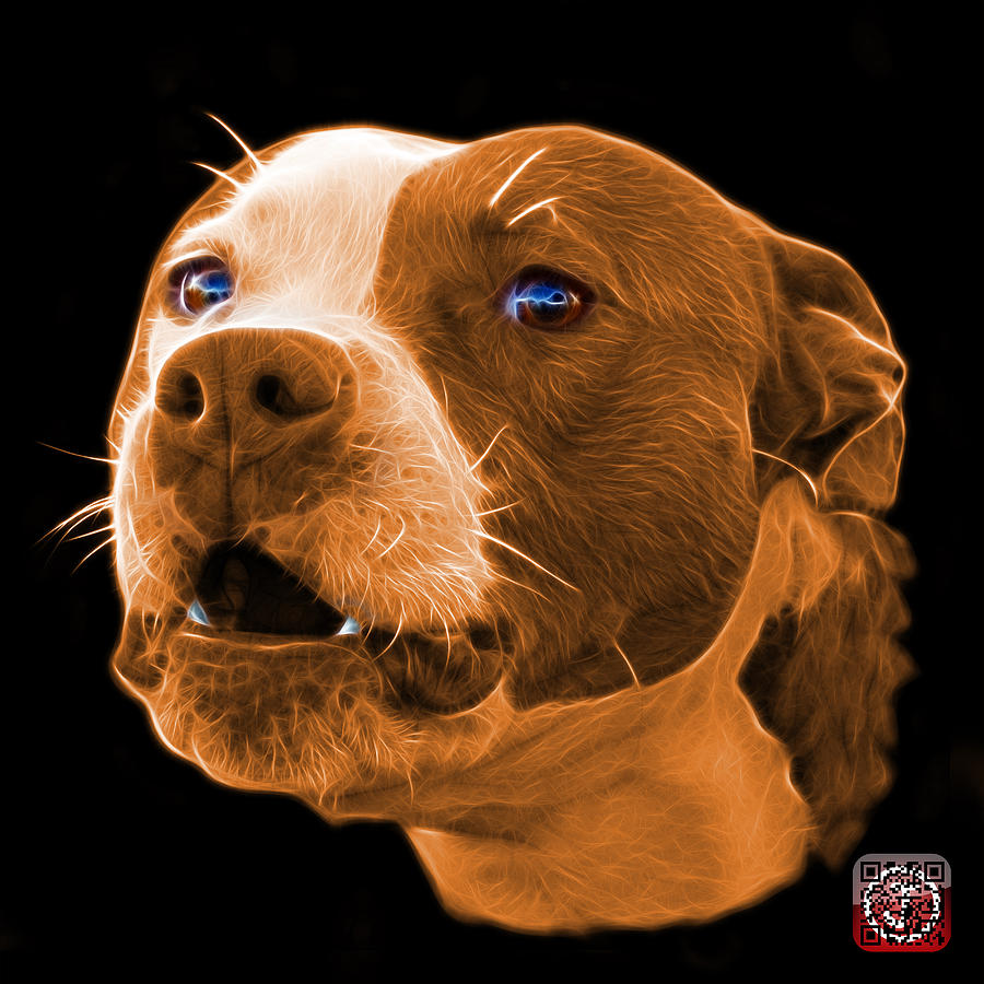 Orange Pitbull Dog 7769 - Bb - Fractal Dog Art Mixed Media by James Ahn