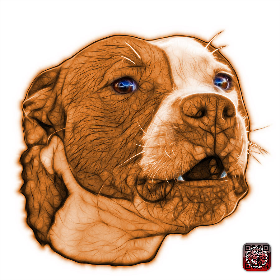 Orange Pitbull Dog Art - 7769 - Wb - Fractal Dog Art Mixed Media by James Ahn