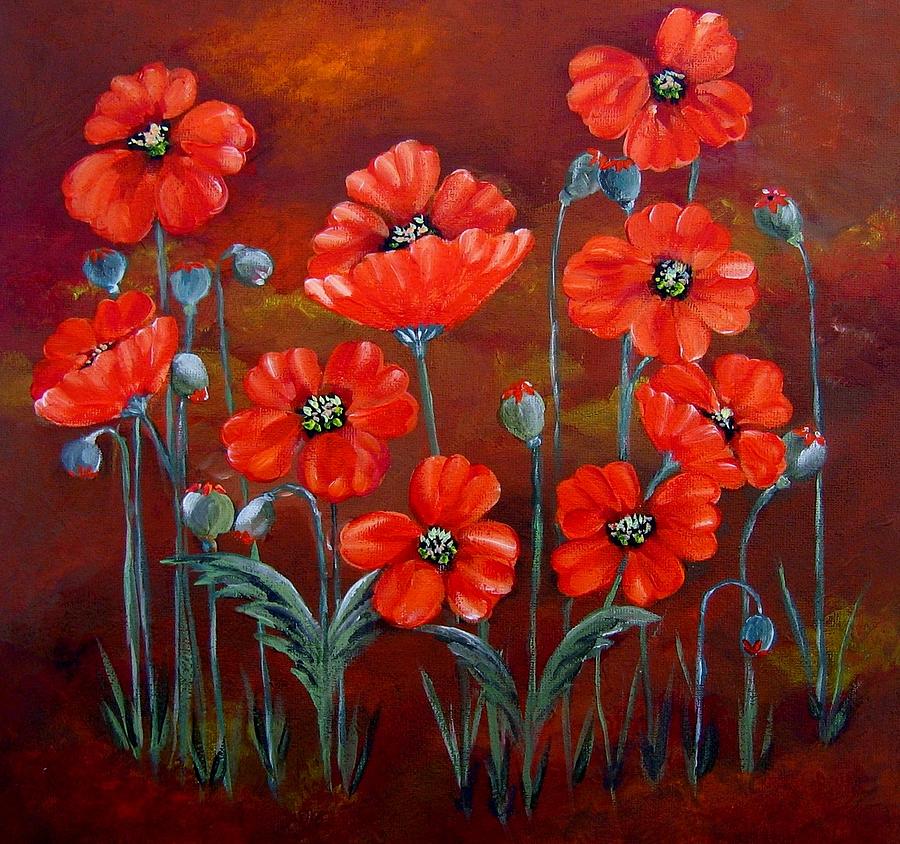 Orange Poppies Painting by Suzanne Theis