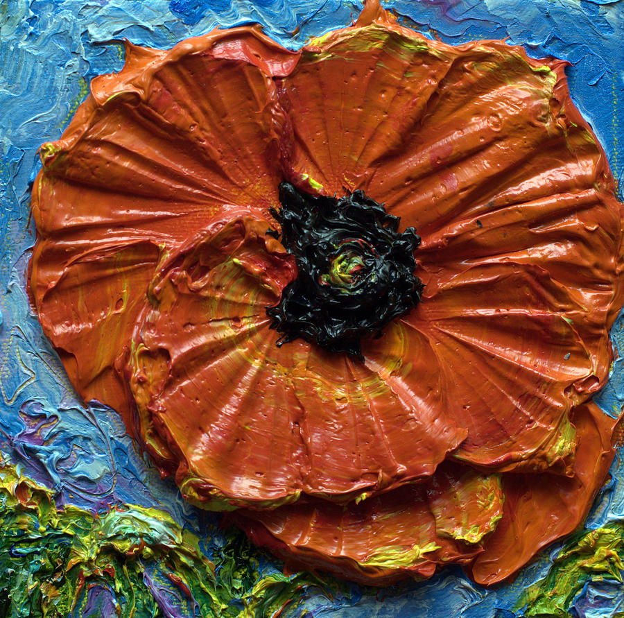 Single Red Poppy Painting by Paris Wyatt Llanso