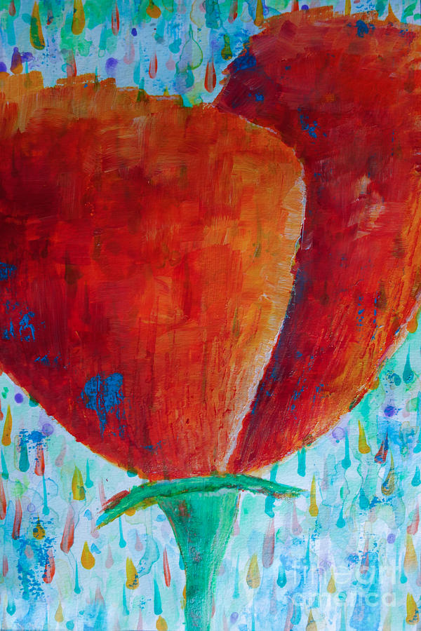 Orange Poppy Painting by Jacqueline Athmann