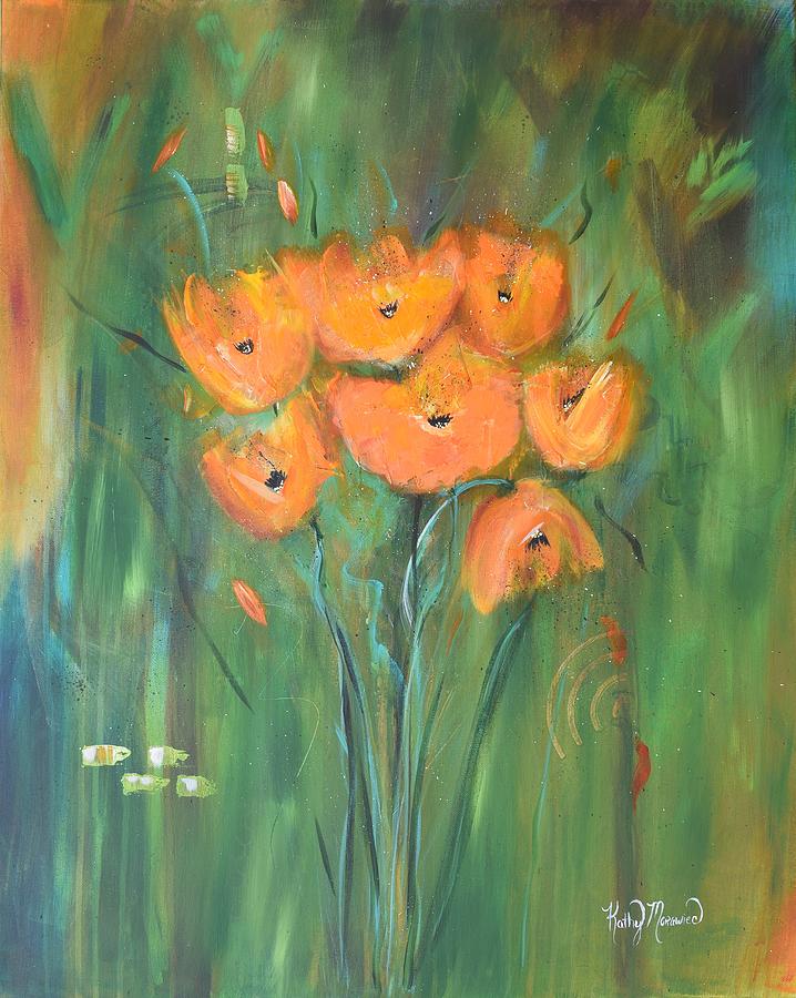 Abstract Painting - Orange Pout by Kathy Morawiec