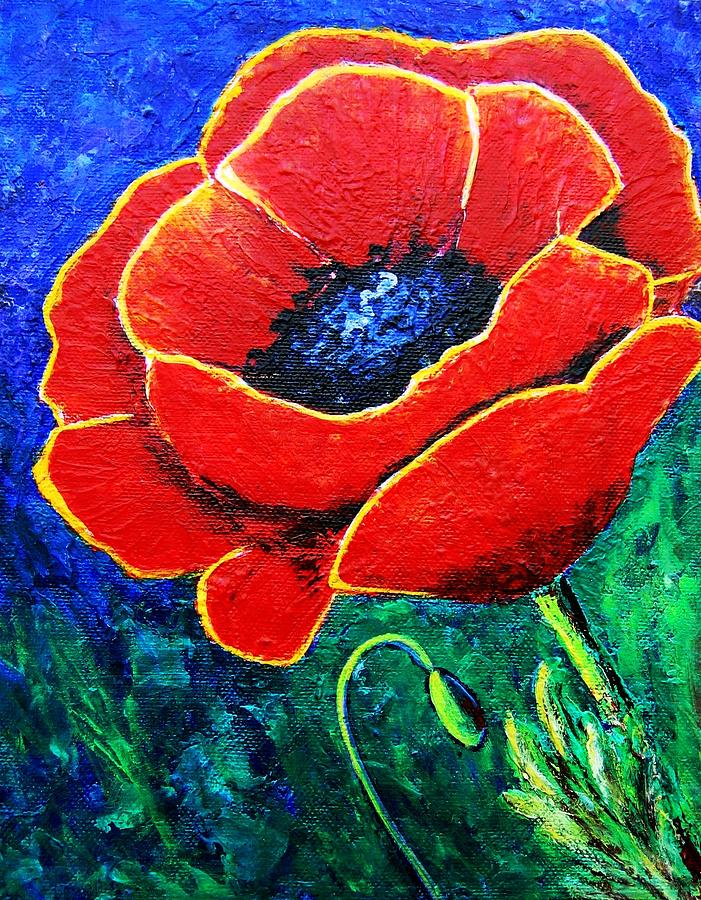 Orange-Red Poppy Painting by Suzanne Theis