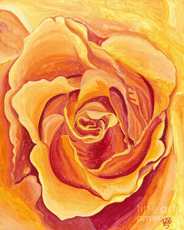 Orange Rose Center Painting by Patty Vicknair